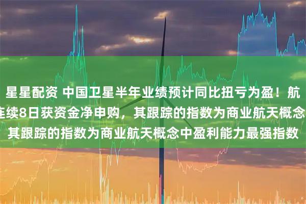 星星配资 中国卫星半年业绩预计同比扭亏为盈!航天ETF(159267)连续8日获资金净申购,其跟踪的指数为商业航天概念中盈利能力最强指数